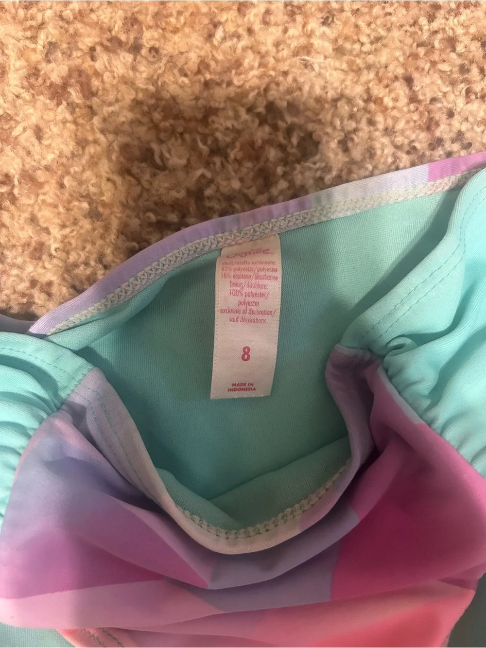 Girls justice size 8 swimsuit bottom pink and blue like new summer pool/beach